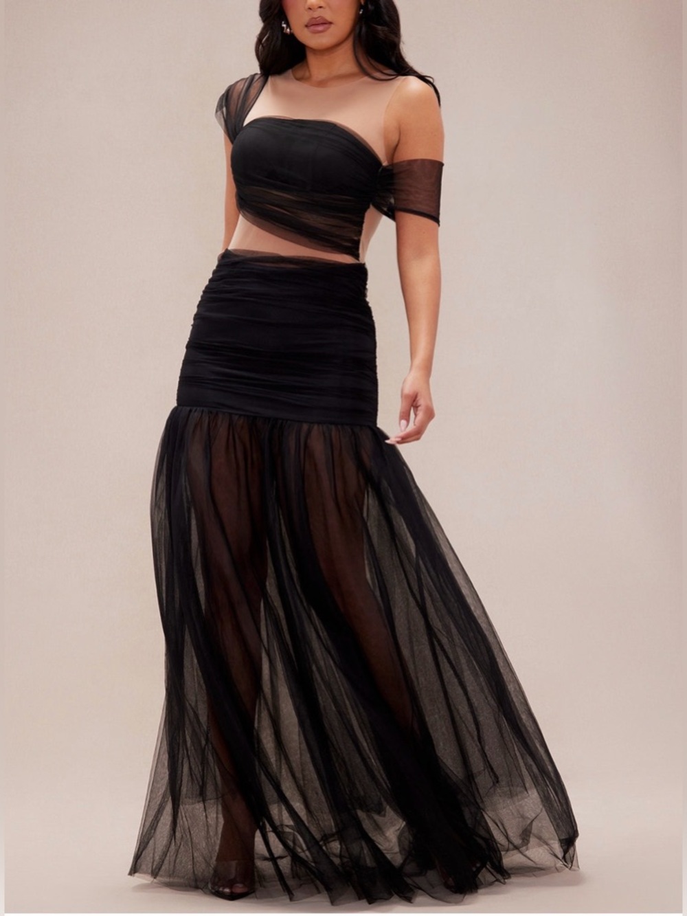 FN Sheer Elegant Women's Evening Mesh Gown